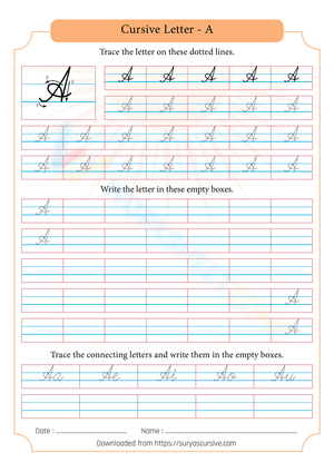Trace and Write Cursive Letter A