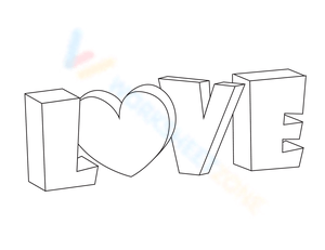 LOVE in Bubble Letters Template