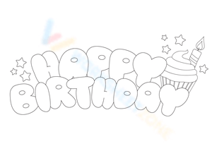 Happy Birthday Cursive Bubble Letters Worksheet