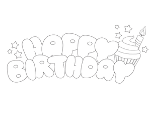 Happy Birthday Cursive Bubble Letters Worksheet