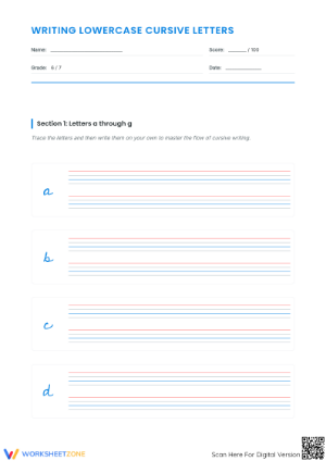 Free Lowercase Cursive for Beginners 