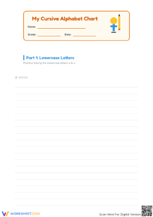 Cursive Lowercase Writing Chart Worksheet