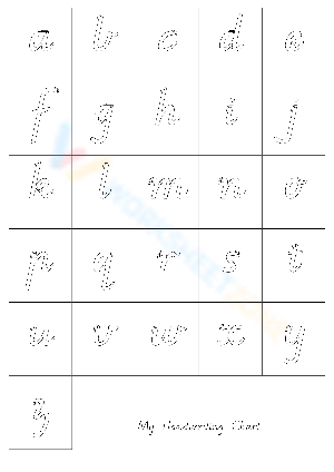 Victorian Modern Cursive Handwriting Chart Worksheet