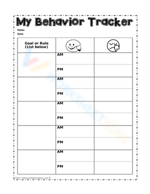 My Behavior Tracker Worksheet for Kids