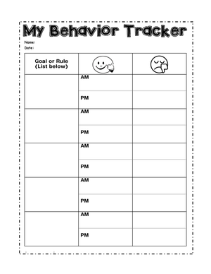 My Behavior Tracker Worksheet for Kids