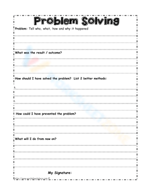 Problem-Solving Reflection Worksheet for Kids