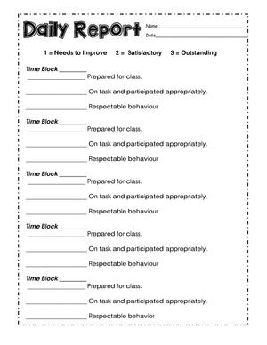 Daily Report Worksheet for Reflection and Planning