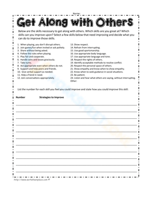 Get Along With Others Social Skills Worksheet