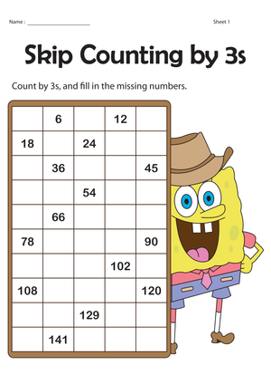 Skip Counting by 3s Worksheet for Math Practice