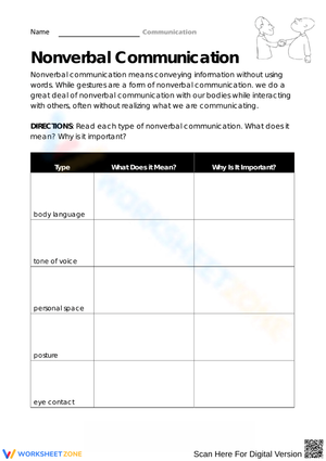 Nonverbal Communication Skills Worksheet
