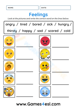 Feelings Worksheet for Emotional Understanding