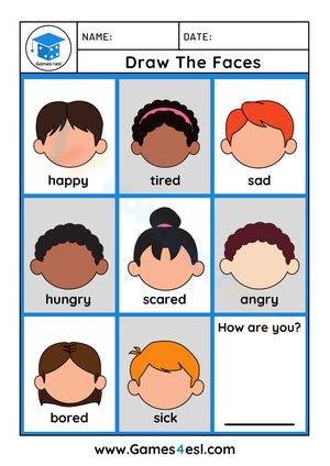 Draw the Faces: Expressing Emotions Worksheet