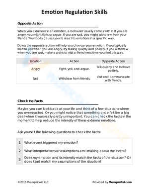 Emotion Regulation Skills Practice Worksheet