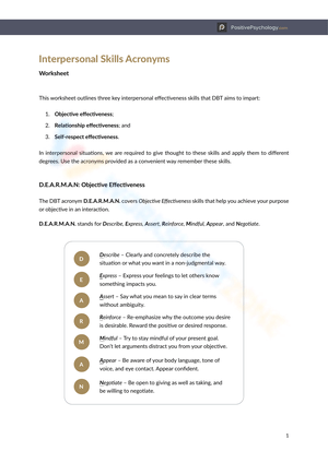 Interpersonal Skills Acronyms Worksheet