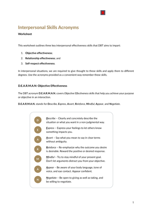 Interpersonal Skills Acronyms Worksheet