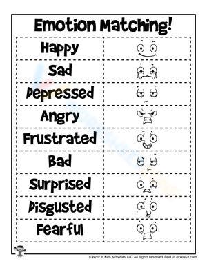 Emotion Matching Worksheet for Kids