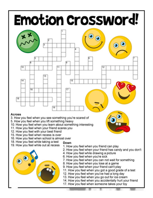 Emotion Crossword Puzzle Worksheet