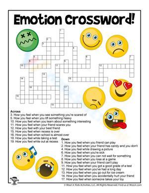 Emotion Crossword Puzzle Worksheet