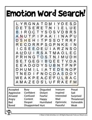 Emotion Wordsearch Puzzle Worksheet