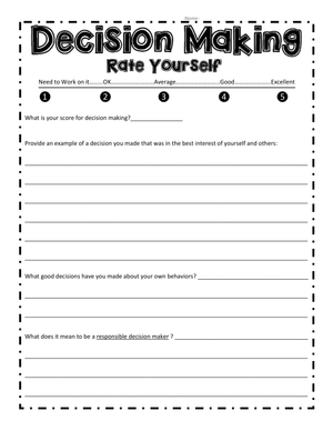 Decision Making Skills Worksheet