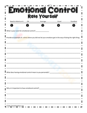 Worksheet on Emotional Control