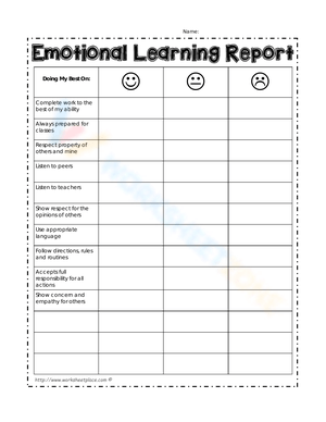 Emotional Learning Report Worksheet