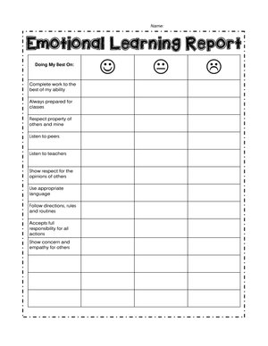 Emotional Learning Report Worksheet
