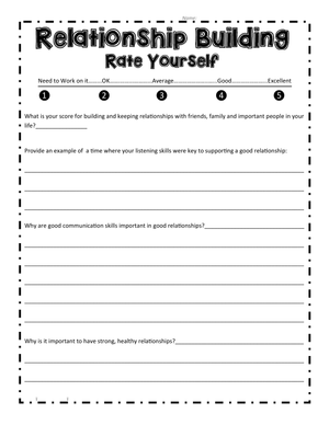 Relationship Building Skills Worksheet