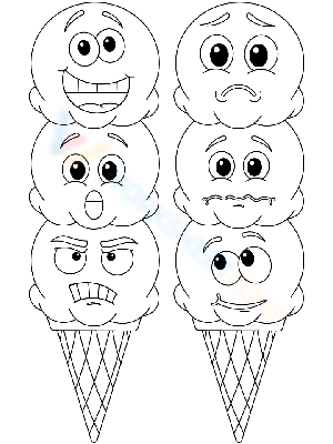 Ice Cream Emotions Coloring Page