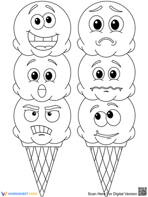 Ice Cream Emotions Coloring Page