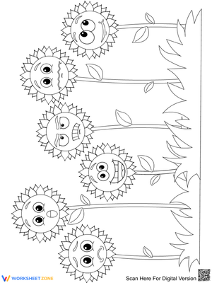 Sunflower Emotions Coloring Page