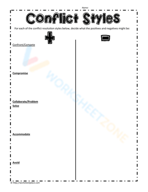 Understanding Conflict Styles Worksheet