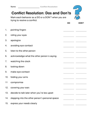 Conflict Resolution: Dos and Don'ts