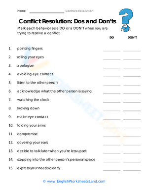 Conflict Resolution: Dos and Don'ts