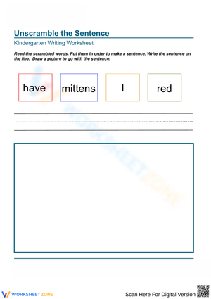 Unscramble the Sentence - Kindergarten Writing 