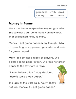 Understanding Money Concepts Worksheet