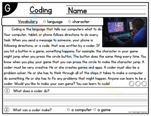 Introduction to Coding Worksheet