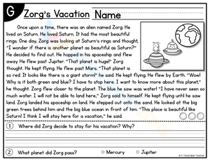 Story Comprehension: Zorgs Vacation