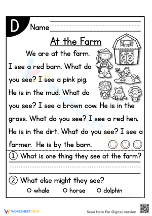Reading Activity: At the Farm 