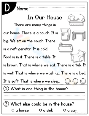 Household Items: In Our House Worksheet