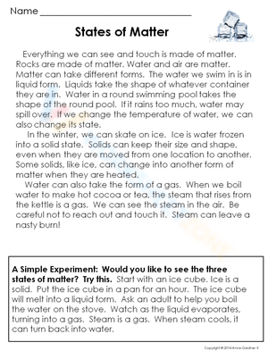 Learn the States of Matter – Science Worksheet