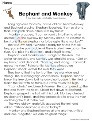 Elephant and Monkey: Animal Cooperation Stories