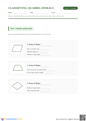 Classifying Quadrilaterals Worksheet | Grade 5-6 Essential