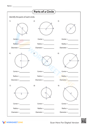 Identify Circle Parts: Geometry Practice