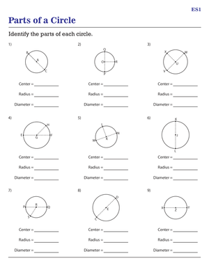 Parts of a Circle: Geometry Worksheet