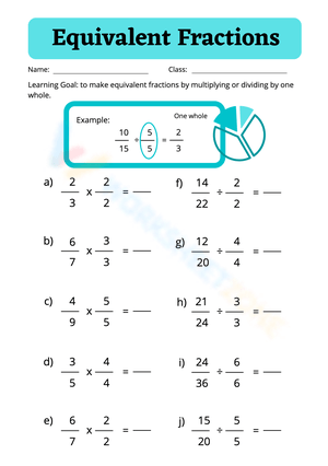 Equivalent Fractions Printable Worksheet | Grade 4