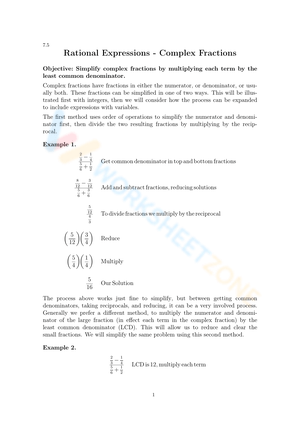 Rational Expressions: Simplify Complex Fractions