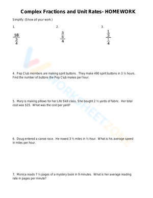 Complex Fractions & Unit Rates: Math Practice