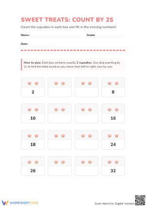 Printable Count by 2s Worksheet | Grade 2 Math