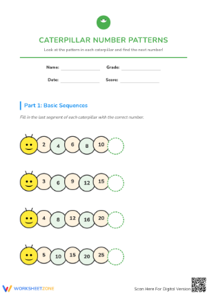 Printable Skip Counting Worksheet | Grade 2-5 Math Patterns